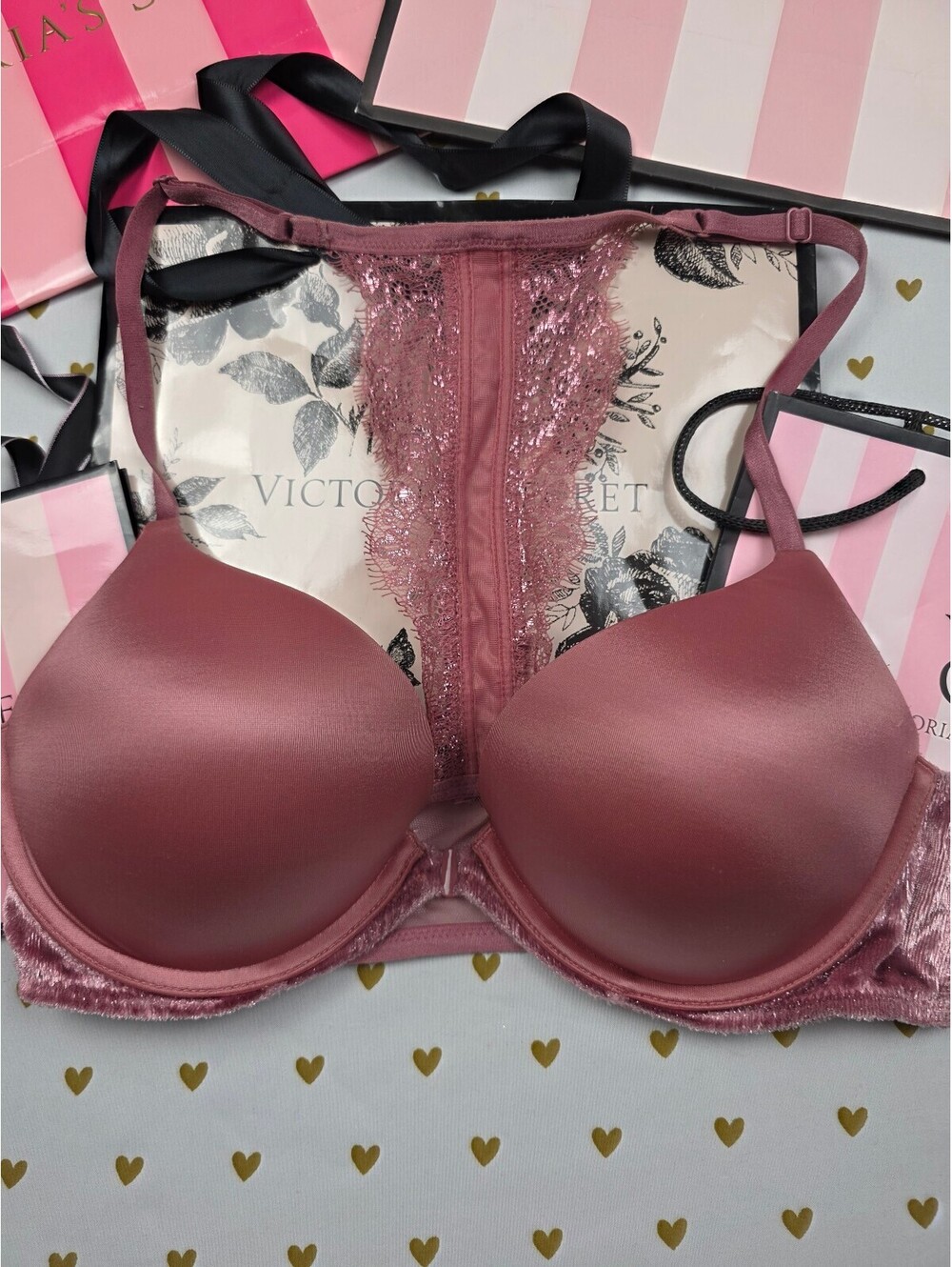 Victorias Secret Bombshell Plunge studded Push Up Bra 2 Sizes 36B Front Close
